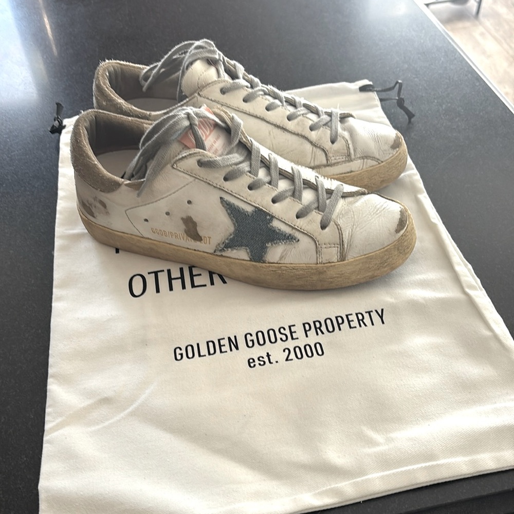 authentic Golden Goose Denim and White Superstar sneakers, size 37, exc. cond